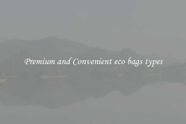 Premium and Convenient eco bags types