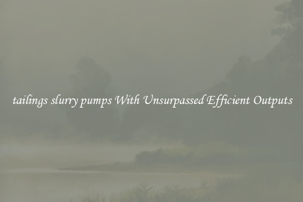 tailings slurry pumps With Unsurpassed Efficient Outputs