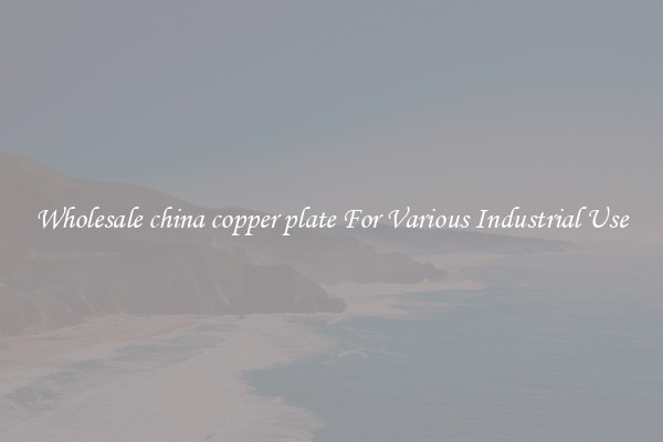 Wholesale china copper plate For Various Industrial Use