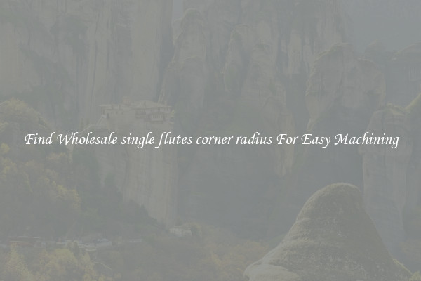 Find Wholesale single flutes corner radius For Easy Machining